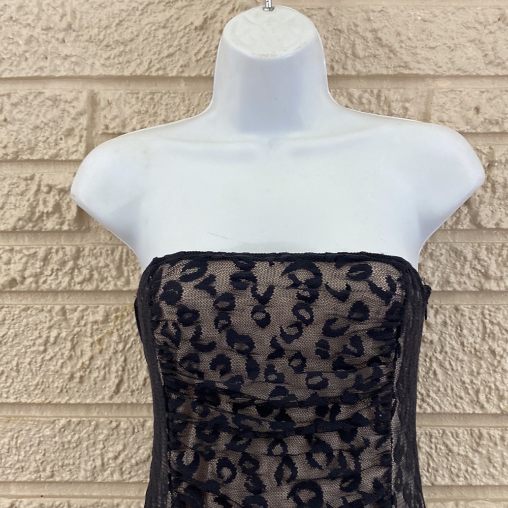 🌹Forever 21 Animal Print Design Stretch Lace Ruched Front Dress - Picture 3 of 8